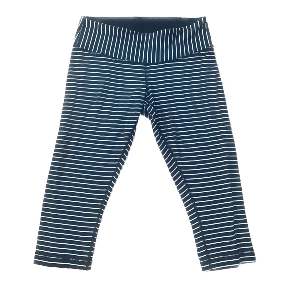 LULULEMON Wunder Under Crop Parallel Stripe Black White